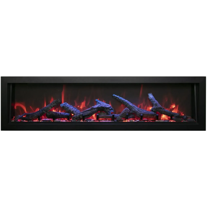 Amantii Panorama BI Deep 40" Indoor / Outdoor Full View Smart Built-in Electric Fireplace With Black Steel Surround