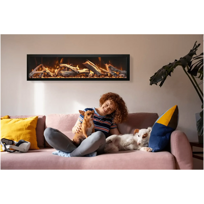 Amantii Panorama BI Deep 40" Indoor / Outdoor Full View Smart Built-in Electric Fireplace With Black Steel Surround
