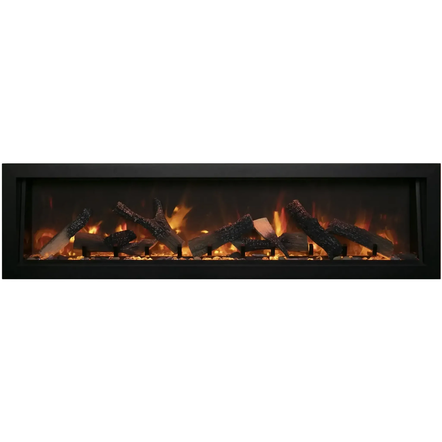 Amantii Panorama BI Deep 40" Indoor / Outdoor Full View Smart Built-in Electric Fireplace With Black Steel Surround