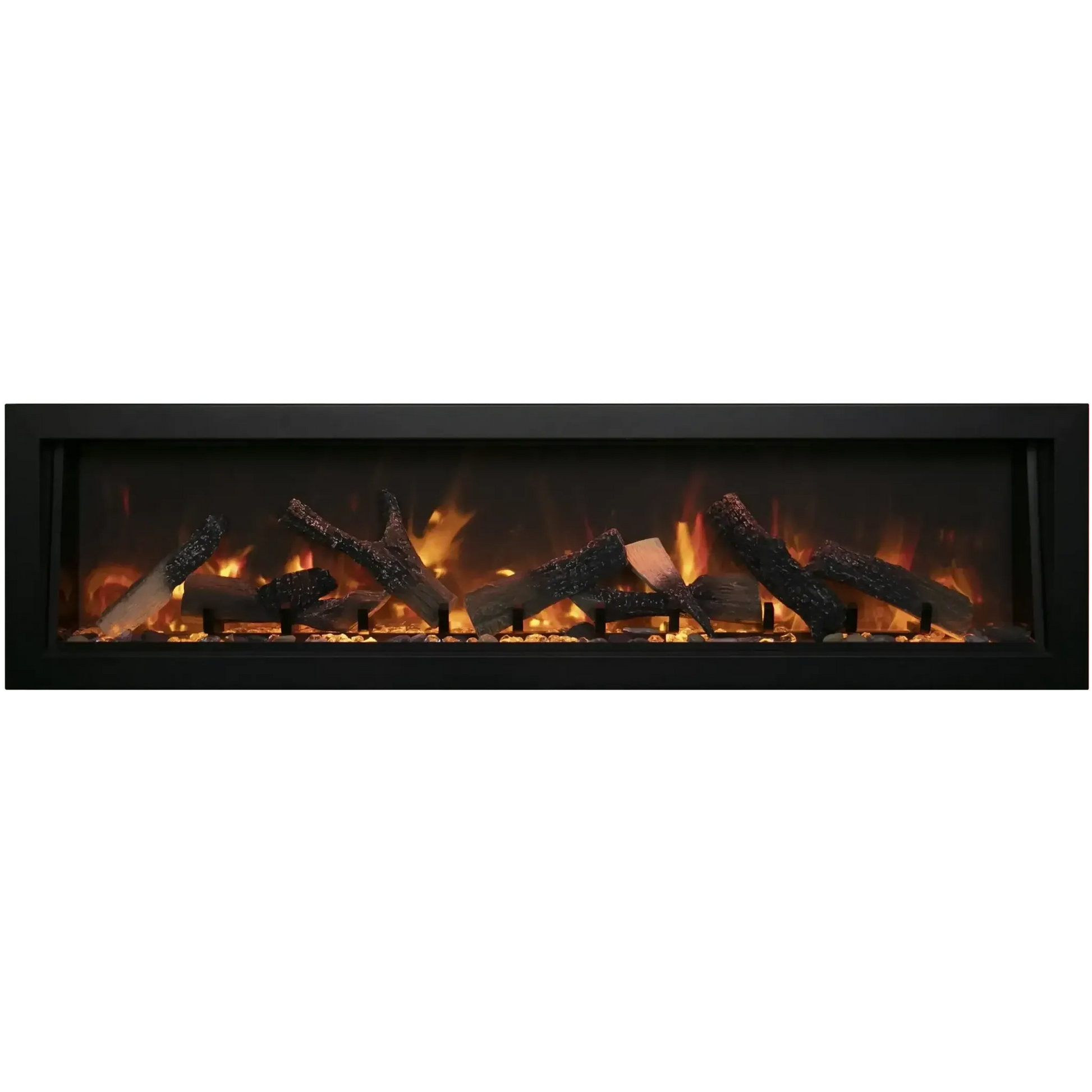 Amantii Panorama BI Deep 40" Indoor / Outdoor Full View Smart Built-in Electric Fireplace With Black Steel Surround