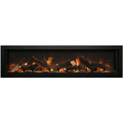Amantii Panorama BI Deep 40" Indoor / Outdoor Full View Smart Built-in Electric Fireplace With Black Steel Surround