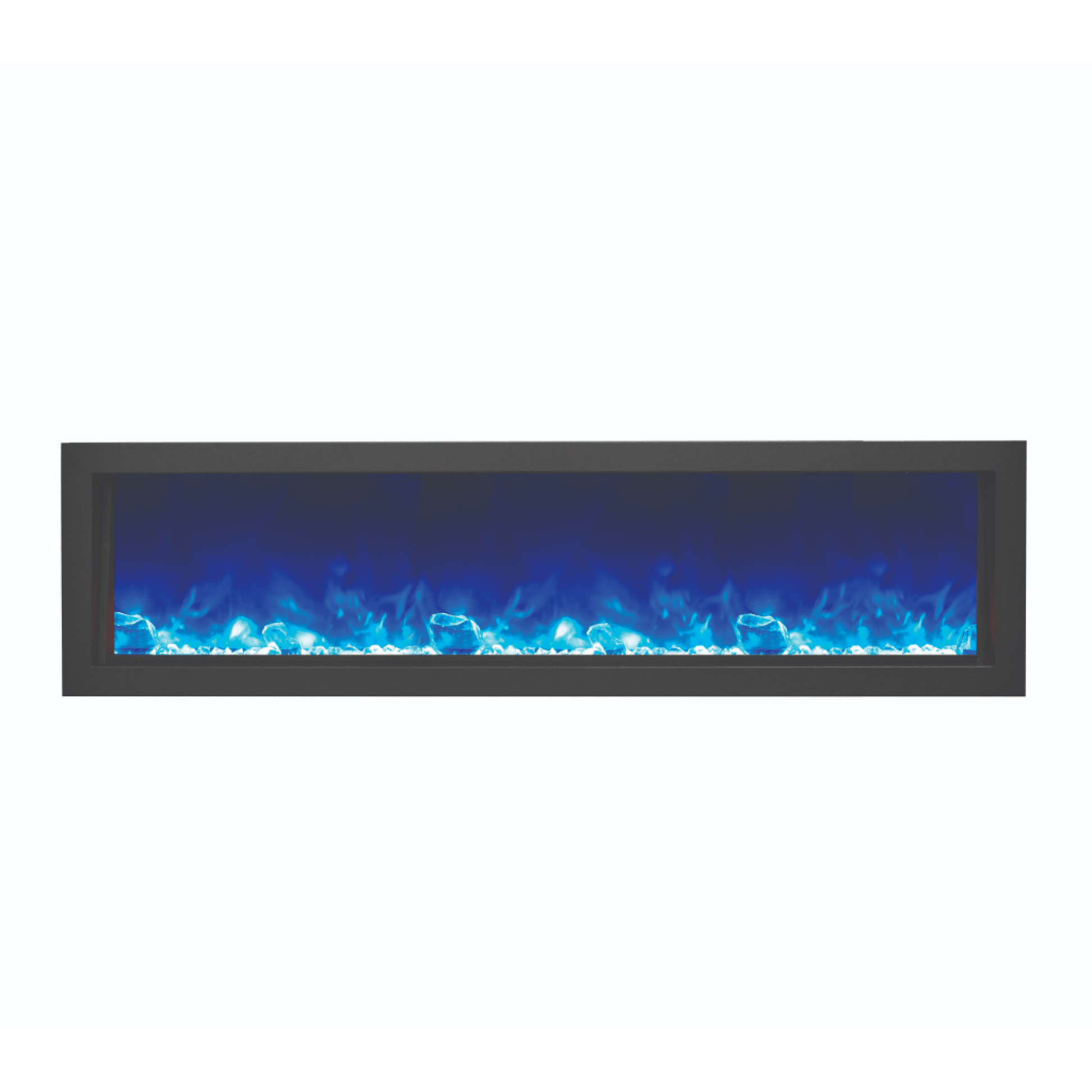 Amantii Panorama BI Deep 60" Indoor / Outdoor Full View Smart Built-in Electric Fireplace With Black Steel Surround