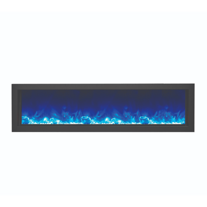 Amantii Panorama BI Deep 60" Indoor / Outdoor Full View Smart Built-in Electric Fireplace With Black Steel Surround