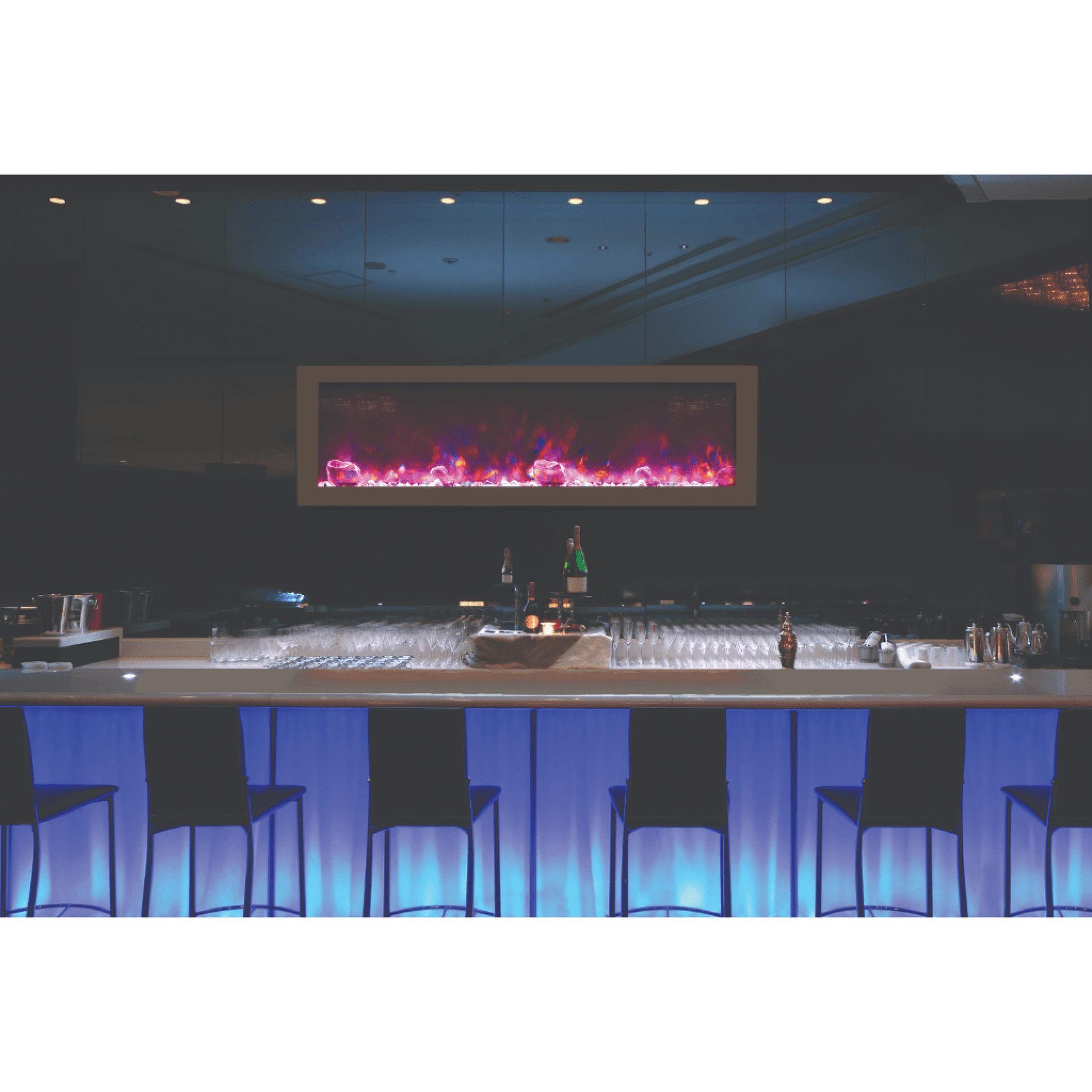 Amantii Panorama BI Deep 60" Indoor / Outdoor Full View Smart Built-in Electric Fireplace With Black Steel Surround