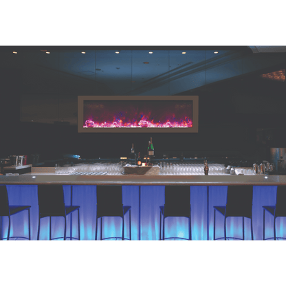 Amantii Panorama BI Deep 60" Indoor / Outdoor Full View Smart Built-in Electric Fireplace With Black Steel Surround