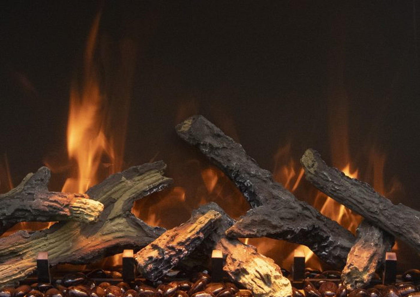 Amantii Panorama BI Deep 72" Indoor / Outdoor Full View Smart Built-in Electric Fireplace With Black Steel Surround