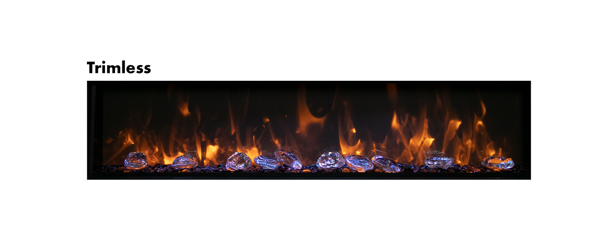 Amantii Panorama BI Deep 88" Indoor / Outdoor Full View Smart Built-in Electric Fireplace With Black Steel Surround