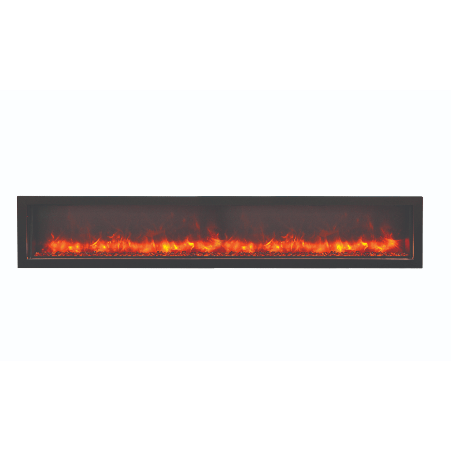 Amantii Panorama BI Deep 88" Indoor / Outdoor Full View Smart Built-in Electric Fireplace With Black Steel Surround