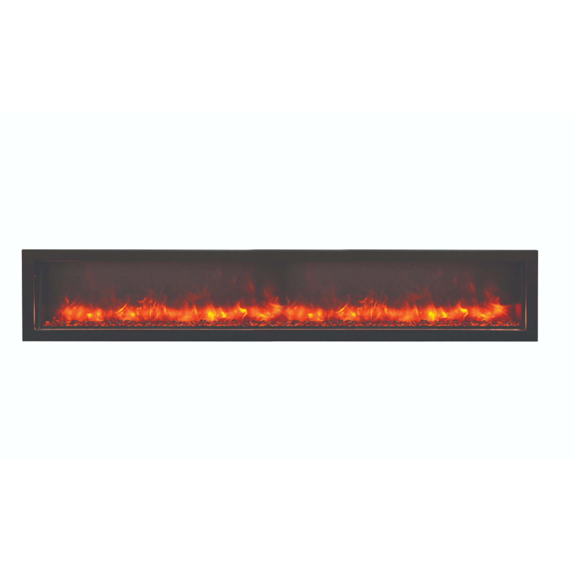 Amantii Panorama BI Deep 88" Indoor / Outdoor Full View Smart Built-in Electric Fireplace With Black Steel Surround