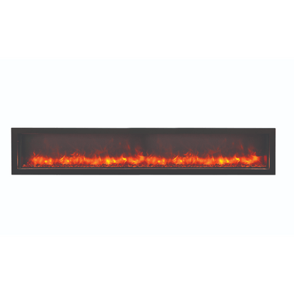 Amantii Panorama BI Deep 88" Indoor / Outdoor Full View Smart Built-in Electric Fireplace With Black Steel Surround