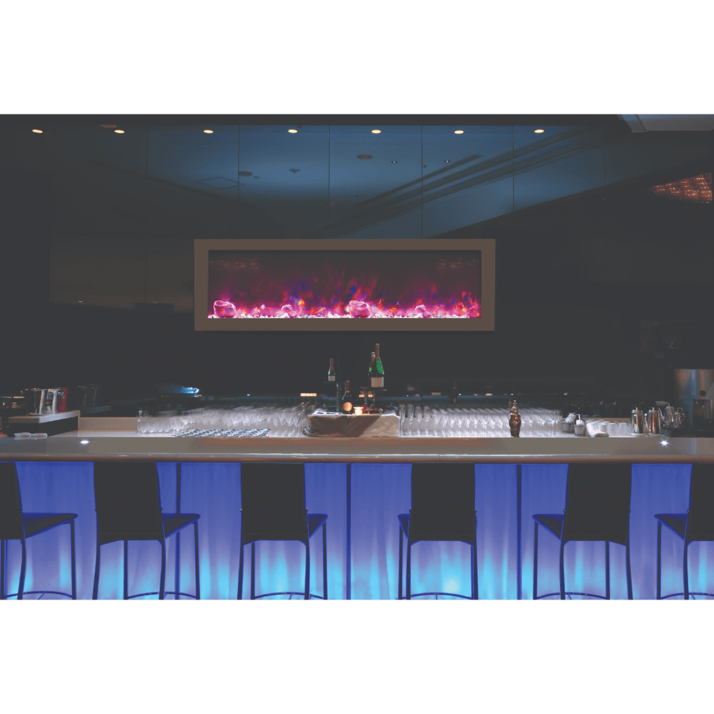 Amantii Panorama BI Deep 88" Indoor / Outdoor Full View Smart Built-in Electric Fireplace With Black Steel Surround