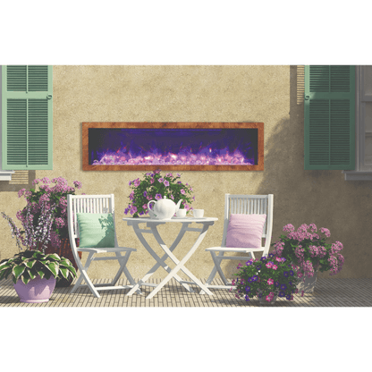 Amantii Panorama BI Deep 88" Indoor / Outdoor Full View Smart Built-in Electric Fireplace With Black Steel Surround