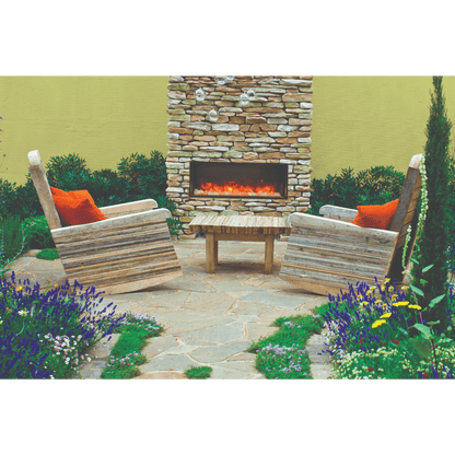 Amantii Panorama BI Deep 88" Indoor / Outdoor Full View Smart Built-in Electric Fireplace With Black Steel Surround