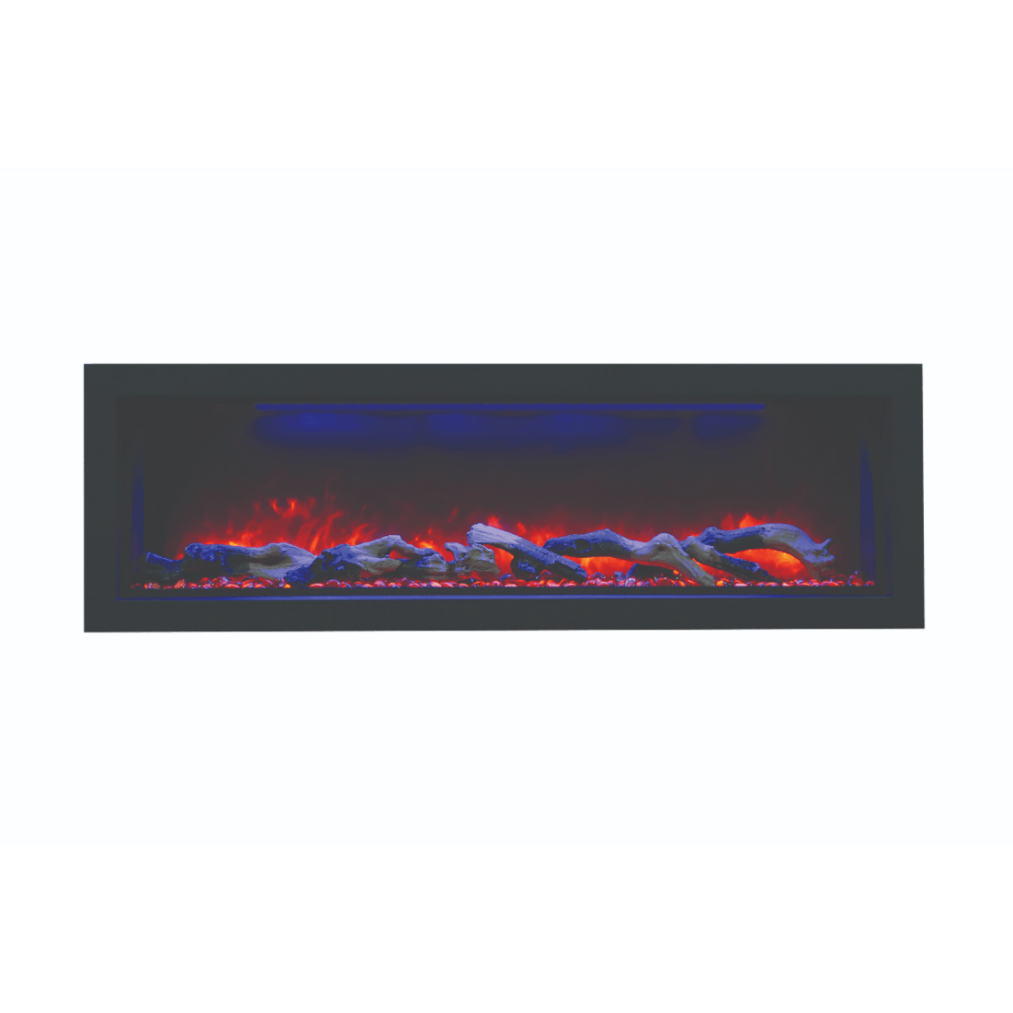 Amantii Panorama BI Deep 88" Indoor / Outdoor Full View Smart Built-in Electric Fireplace With Black Steel Surround