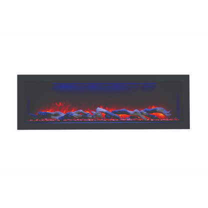 Amantii Panorama BI Deep 88" Indoor / Outdoor Full View Smart Built-in Electric Fireplace With Black Steel Surround