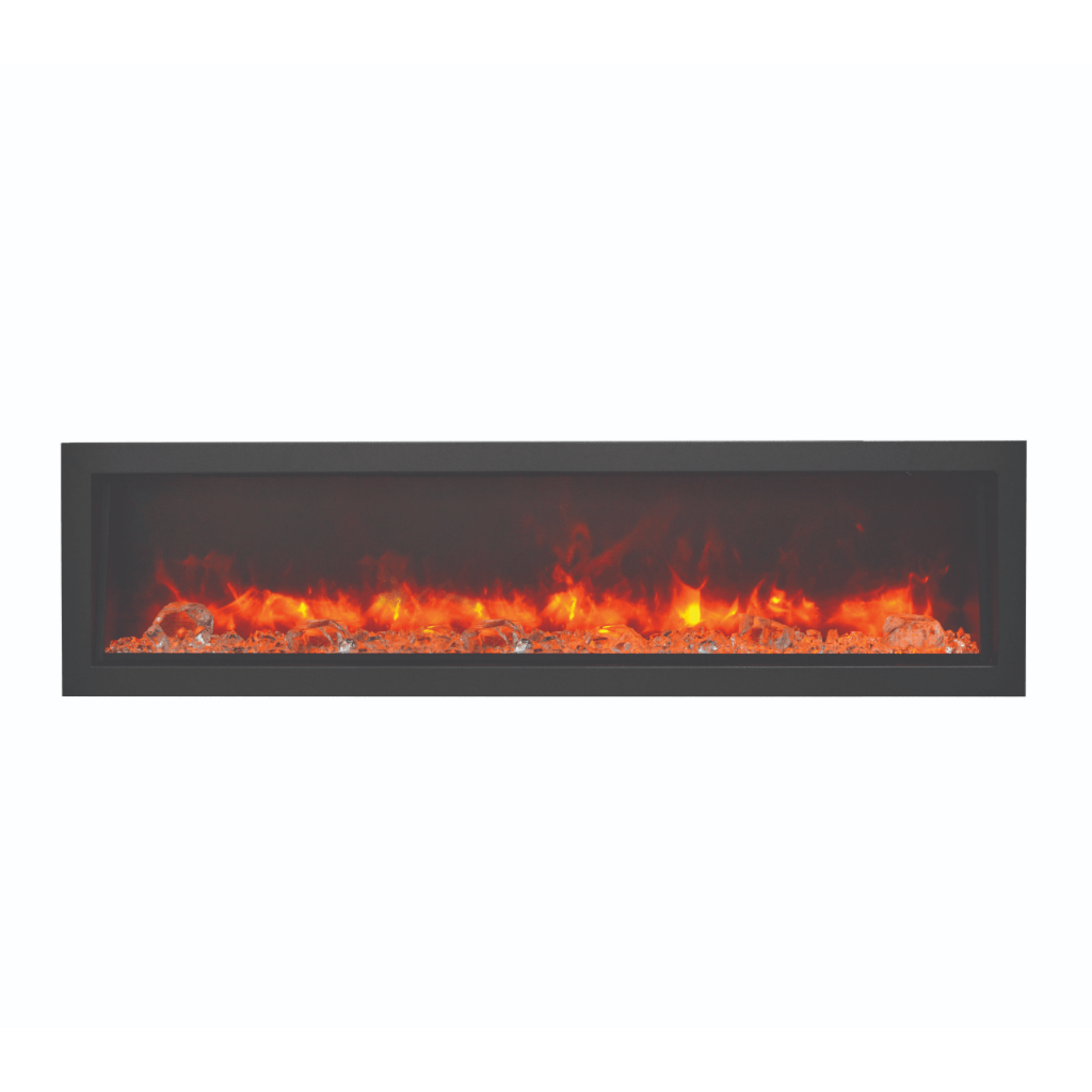 Amantii Panorama BI Deep 88" Indoor / Outdoor Full View Smart Built-in Electric Fireplace With Black Steel Surround