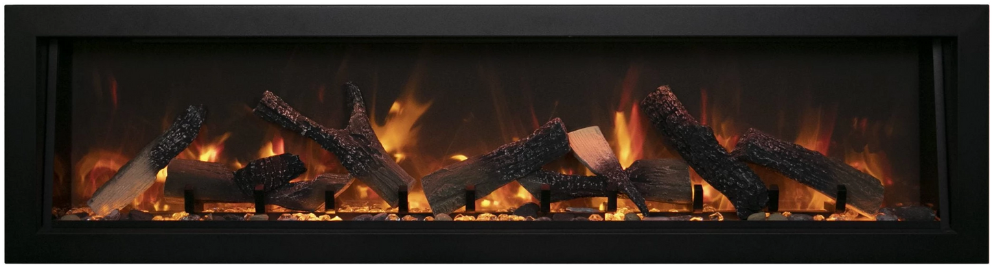 Amantii Panorama BI Deep 50" Indoor / Outdoor Full View Smart Built-in Electric Fireplace With Black Steel Surround