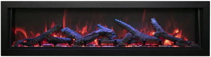 Amantii Panorama BI Deep 50" Indoor / Outdoor Full View Smart Built-in Electric Fireplace With Black Steel Surround