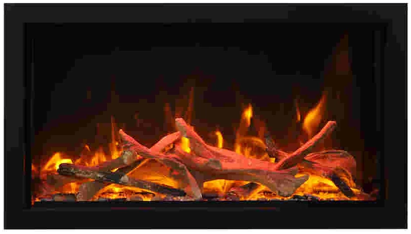 Amantii Panorama BI Deep & Extra Tall 88" Indoor / Outdoor Full View Smart Built-in Electric Fireplace With Black Steel Surround