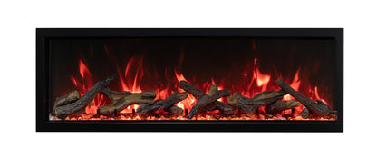 Amantii Panorama BI Deep & Extra Tall 88" Indoor / Outdoor Full View Smart Built-in Electric Fireplace With Black Steel Surround