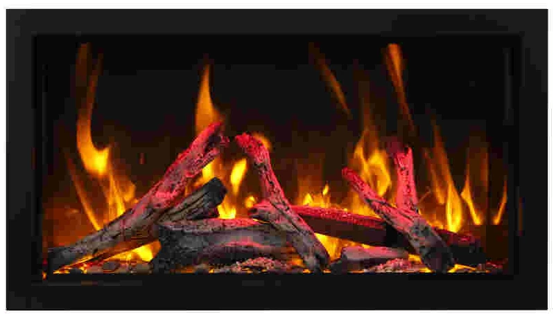 Amantii Panorama BI Deep & Extra Tall 88" Indoor / Outdoor Full View Smart Built-in Electric Fireplace With Black Steel Surround