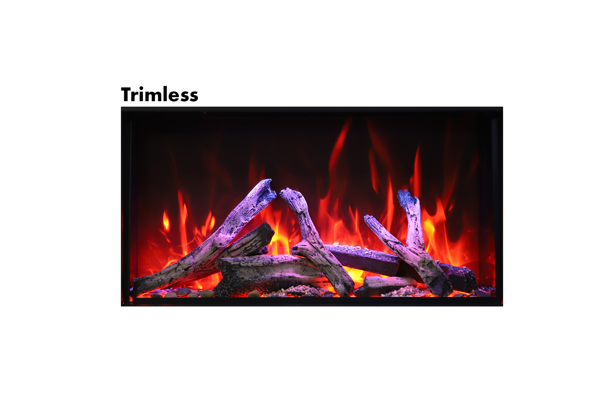 Amantii Panorama BI Deep & Extra Tall 88" Indoor / Outdoor Full View Smart Built-in Electric Fireplace With Black Steel Surround