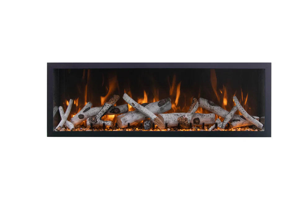 Amantii Panorama BI Deep & Extra Tall 60" Indoor / Outdoor Full View Smart Built-in Electric Fireplace With Black Steel Surround