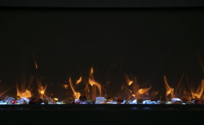 Amantii Panorama BI Deep & Extra Tall 60" Indoor / Outdoor Full View Smart Built-in Electric Fireplace With Black Steel Surround