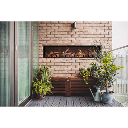 Amantii Panorama BI Deep & Extra Tall 60" Indoor / Outdoor Full View Smart Built-in Electric Fireplace With Black Steel Surround