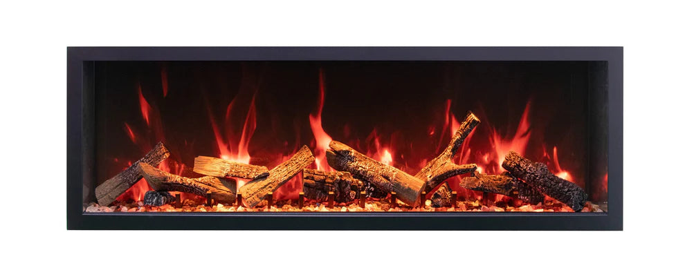 Amantii Panorama BI Deep & Extra Tall 60" Indoor / Outdoor Full View Smart Built-in Electric Fireplace With Black Steel Surround