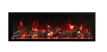 Amantii Panorama BI Deep & Extra Tall 60" Indoor / Outdoor Full View Smart Built-in Electric Fireplace With Black Steel Surround