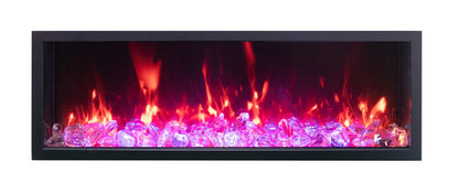 Amantii Panorama BI Deep & Extra Tall 60" Indoor / Outdoor Full View Smart Built-in Electric Fireplace With Black Steel Surround