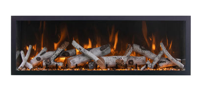 Amantii Panorama BI Deep & Extra Tall 60" Indoor / Outdoor Full View Smart Built-in Electric Fireplace With Black Steel Surround