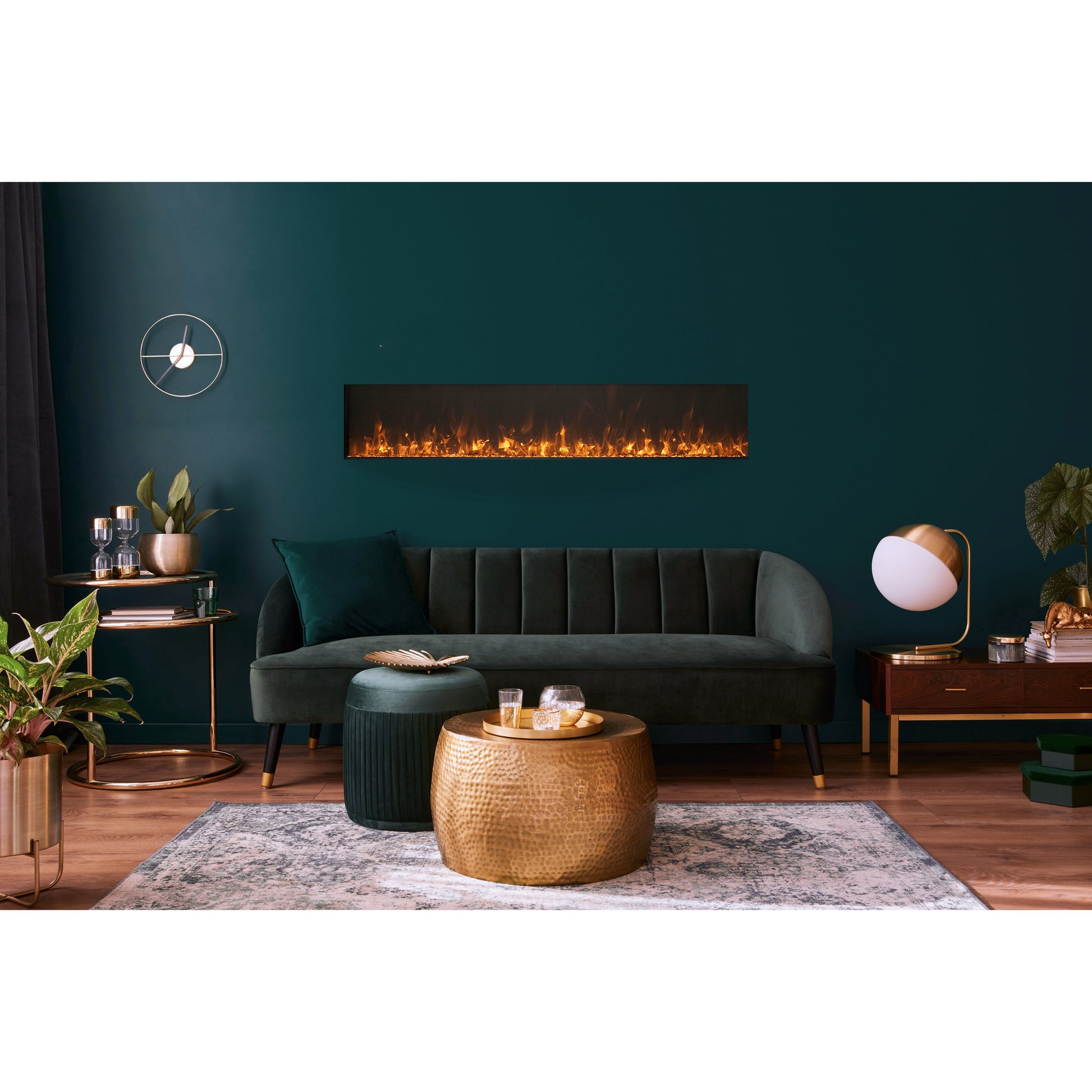 Amantii Panorama BI Extra Slim 30" Indoor / Outdoor Full View Smart Built-in Electric Fireplace With Black Steel Surround