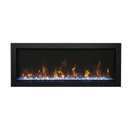 Amantii Panorama BI Extra Slim 30" Indoor / Outdoor Full View Smart Built-in Electric Fireplace With Black Steel Surround
