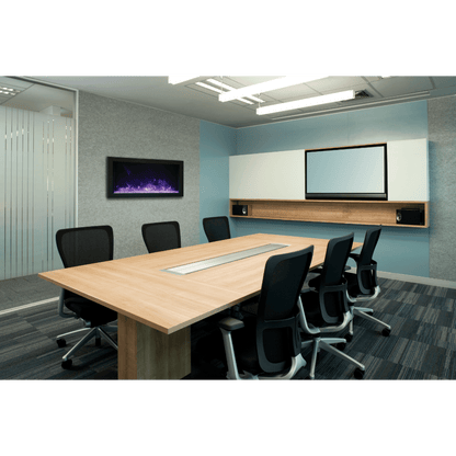 Amantii Panorama BI Extra Slim 60" Indoor / Outdoor Full View Smart Built-in Electric Fireplace With Black Steel Surround