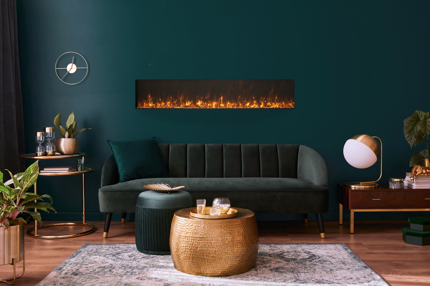 Amantii Panorama BI Extra Slim 50" Indoor / Outdoor Full View Smart Built-in Electric Fireplace With Black Steel Surround