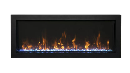 Amantii Panorama BI Extra Slim 50" Indoor / Outdoor Full View Smart Built-in Electric Fireplace With Black Steel Surround