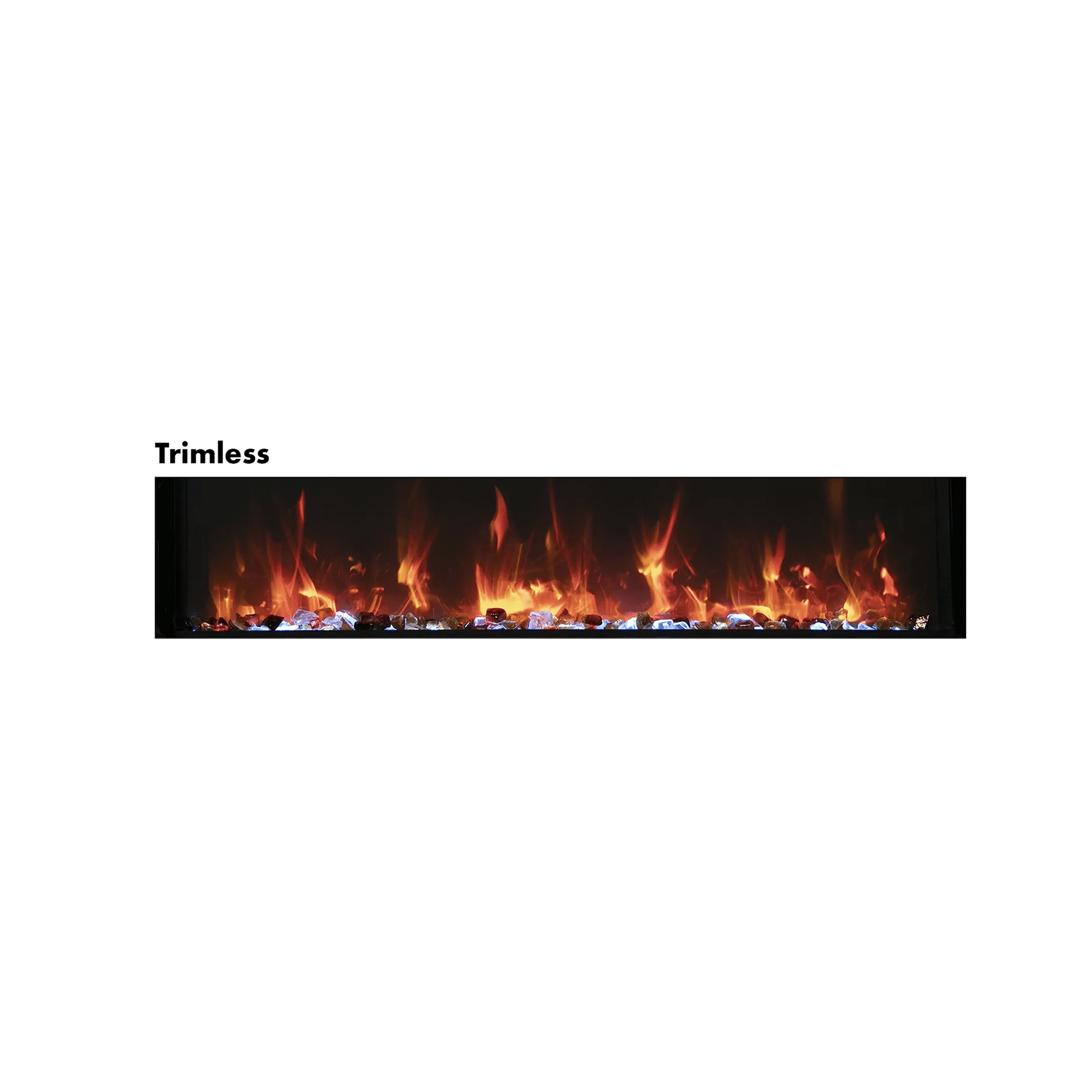 Amantii Panorama BI Slim 88" Indoor / Outdoor Full View Smart Built-in Electric Fireplace With Black Steel Surround