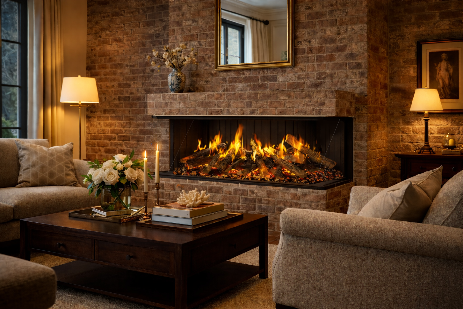 Amantii Signature MultiView Holo 75" 3-Sided Indoor Electric Fireplace