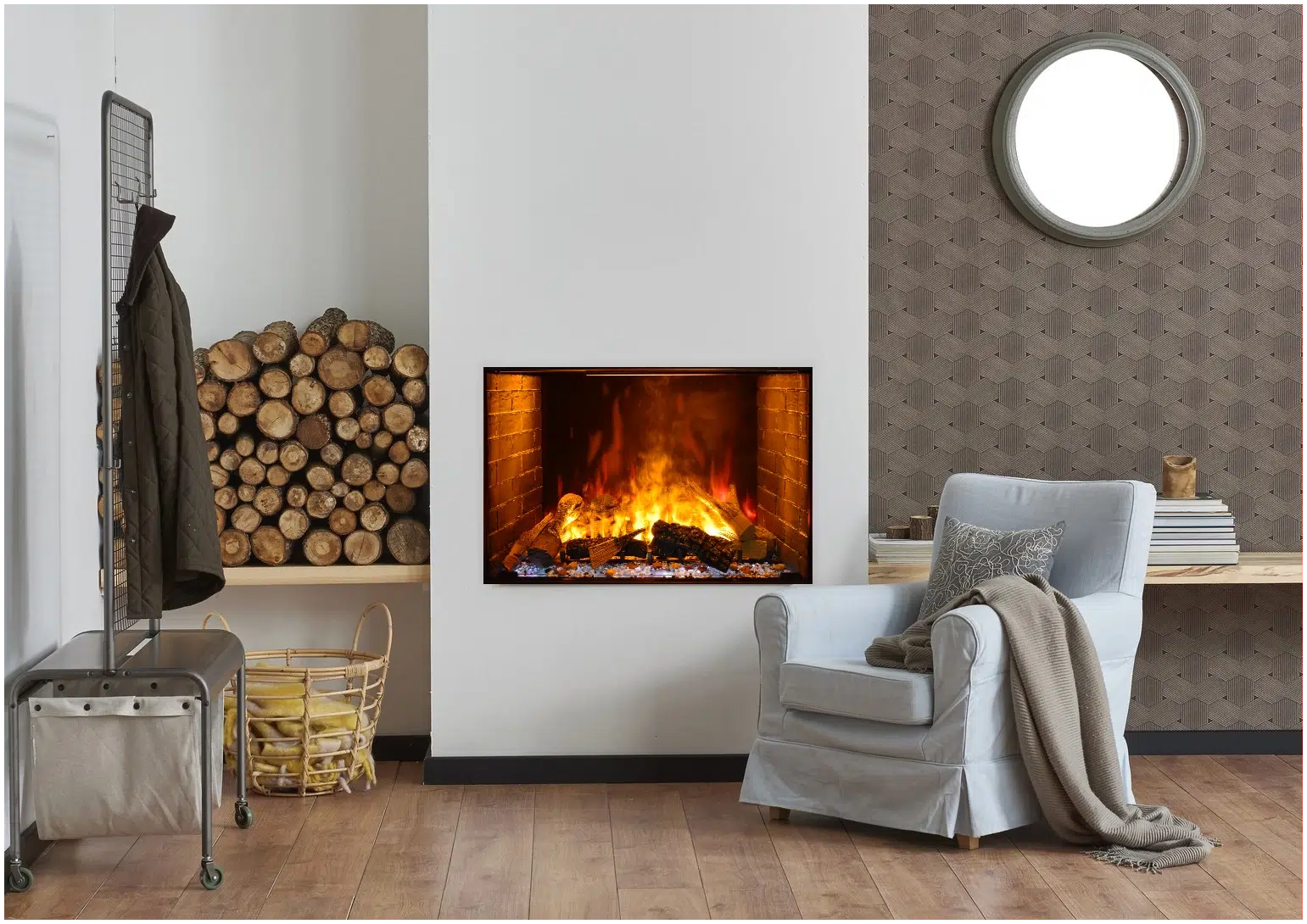 Amantii Signature Series 38" Traditional Built-in Electric Fireplace Featuring Optimyst Technology Patented by Dimplex With Driftwood Media Kit