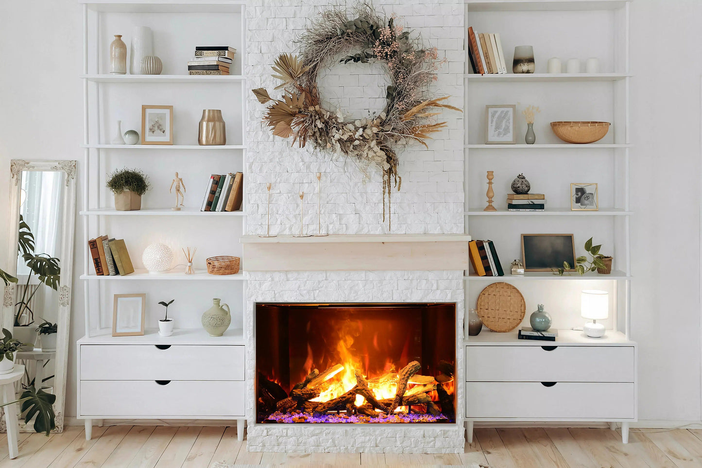 Amantii Signature Series 38" Traditional Built-in Electric Fireplace Featuring Optimyst Technology Patented by Dimplex With Driftwood Media Kit