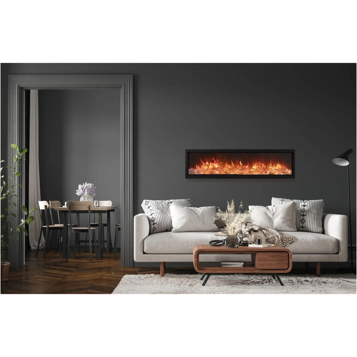 Amantii Symmetry Bespoke 74" Indoor / Outdoor Built-in Clean Face Smart Electric Fireplace