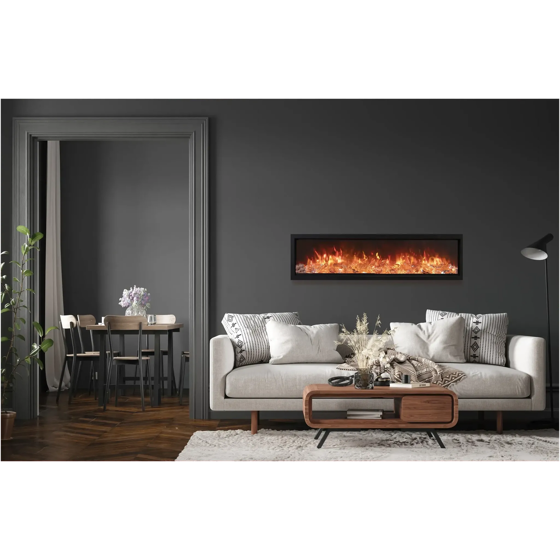 Amantii Symmetry Bespoke 74" Indoor / Outdoor Built-in Clean Face Smart Electric Fireplace