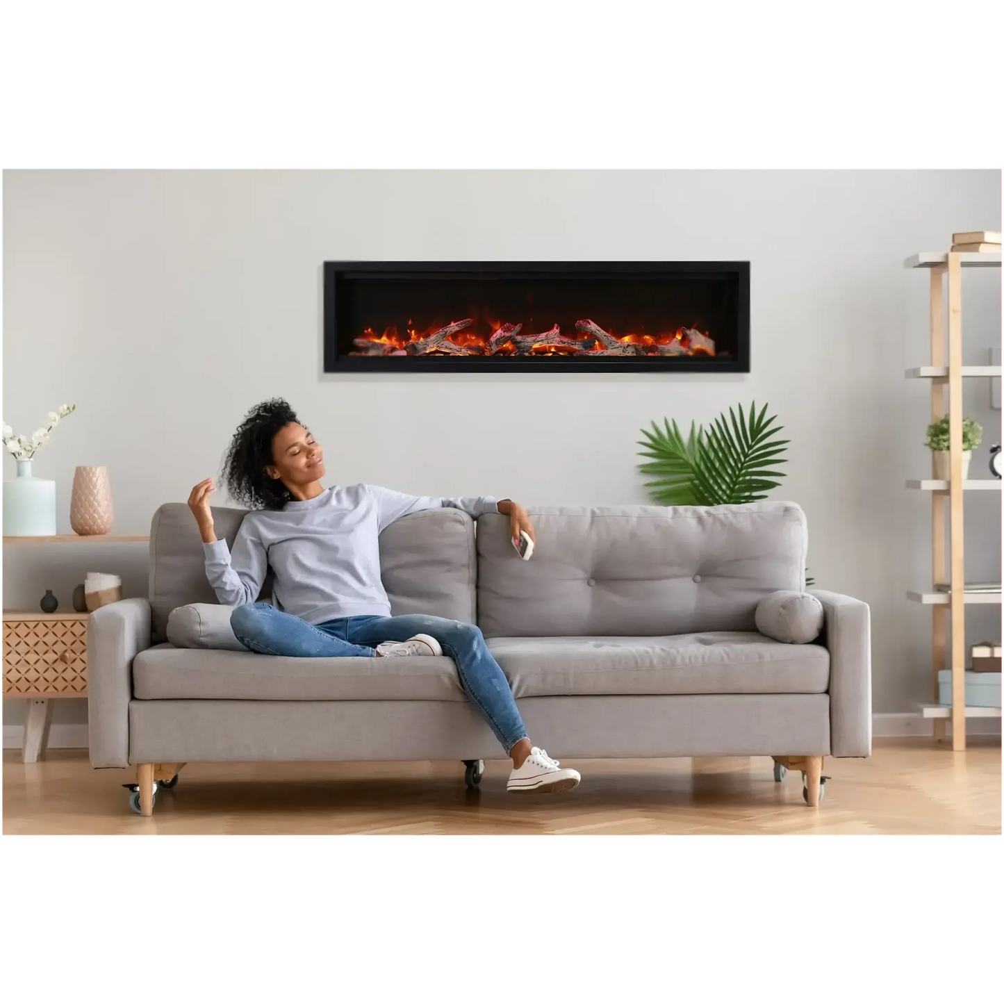 Amantii Symmetry Bespoke 74" Indoor / Outdoor Built-in Clean Face Smart Electric Fireplace