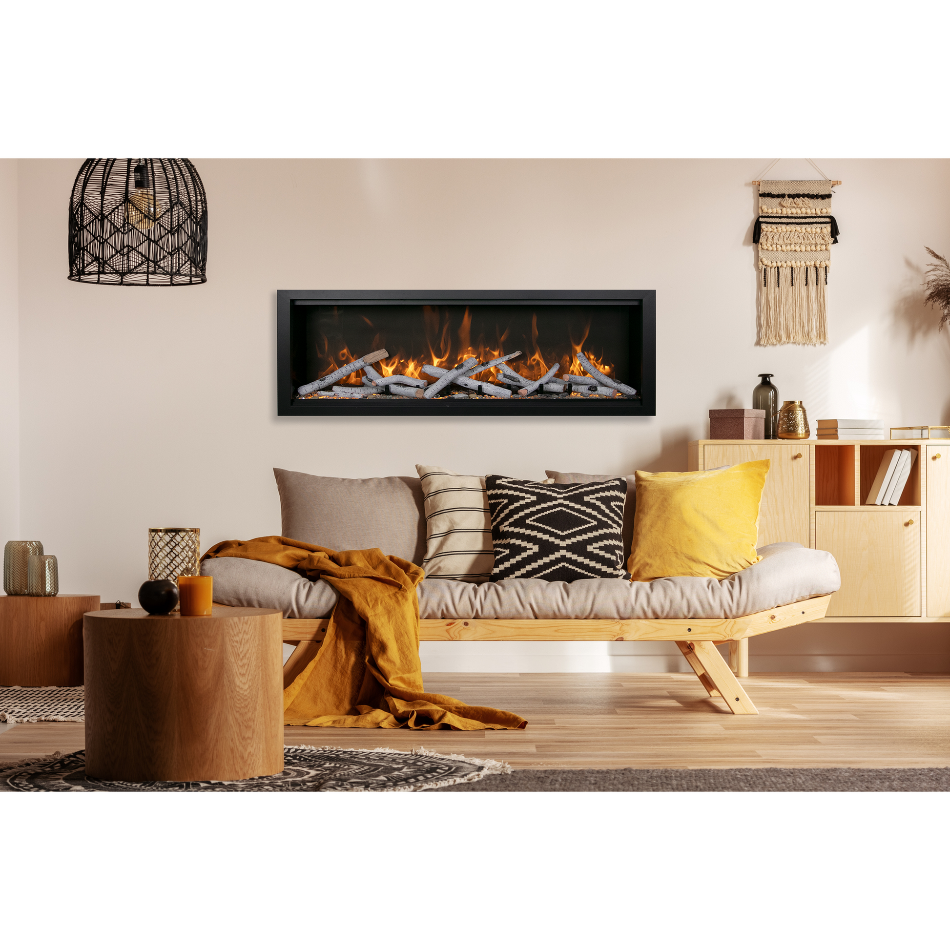 Amantii Symmetry Bespoke 74" Indoor / Outdoor Built-in Clean Face Smart Electric Fireplace