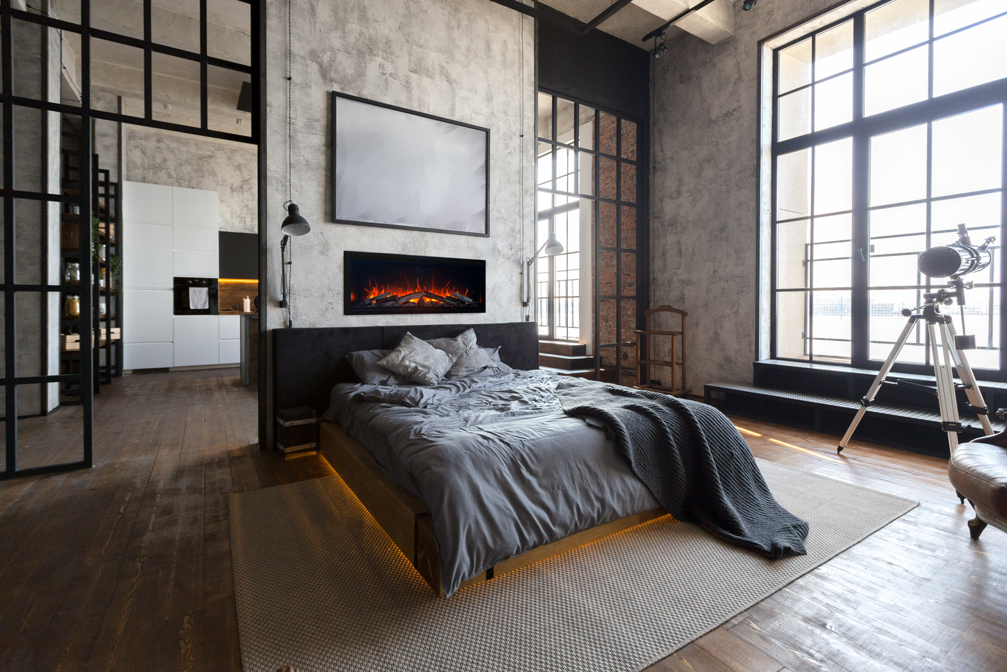 Amantii Symmetry Bespoke Extra Tall 100" Indoor / Outdoor Built-in Clean Face Smart Electric Fireplace