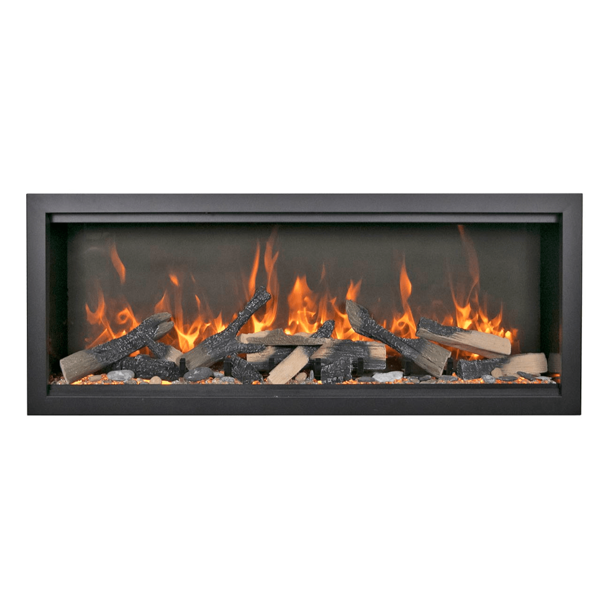 Amantii SYM-74-XT-BESPOKE Symmetry Extra Tall Bespoke 74-inch Indoor/Outdoor Electric Fireplace with Remote, Trim, Birch Log Media, and WiFi/Bluetooth Speaker - Thumbnail 2