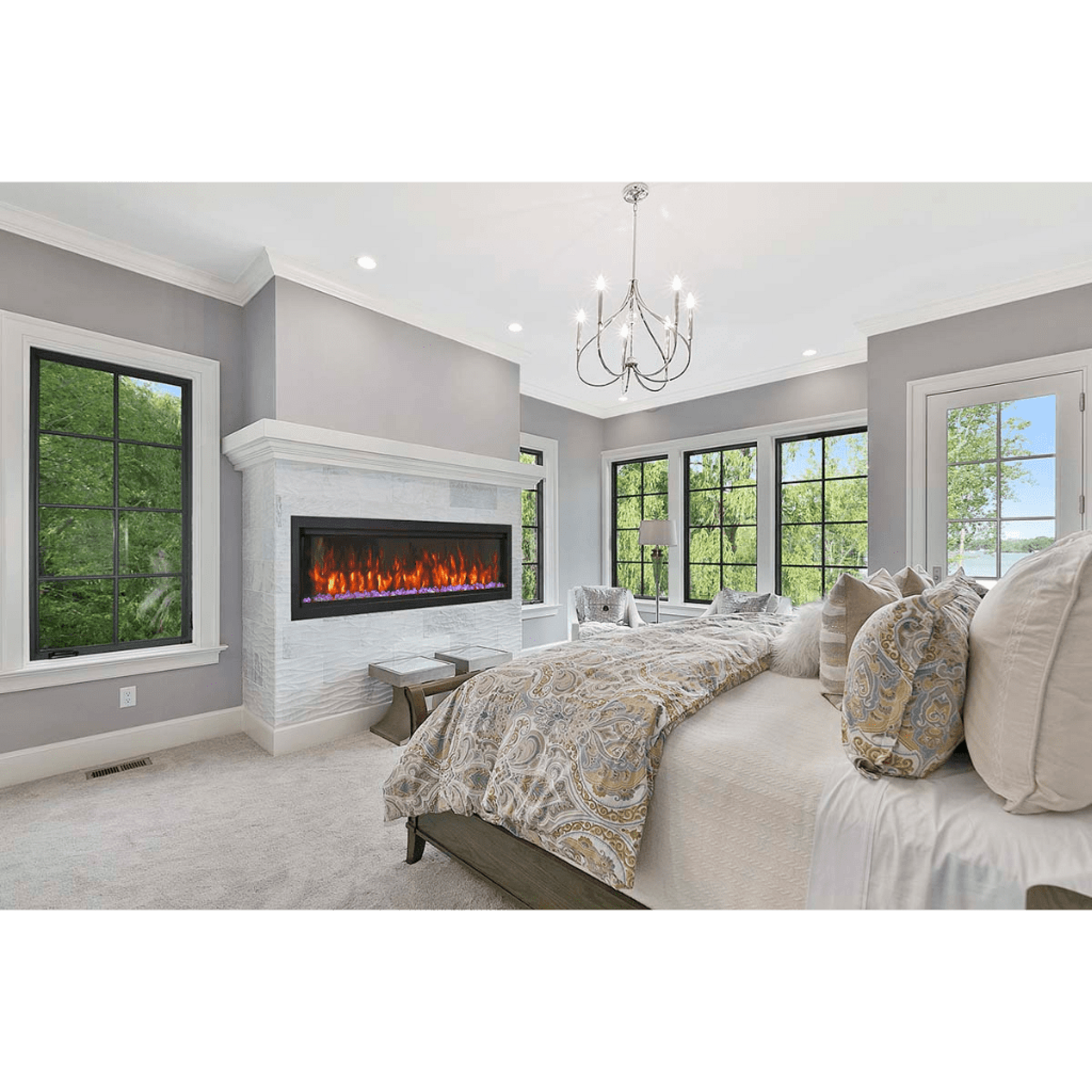 Amantii Symmetry Bespoke Extra Tall 100" Indoor / Outdoor Built-in Clean Face Smart Electric Fireplace