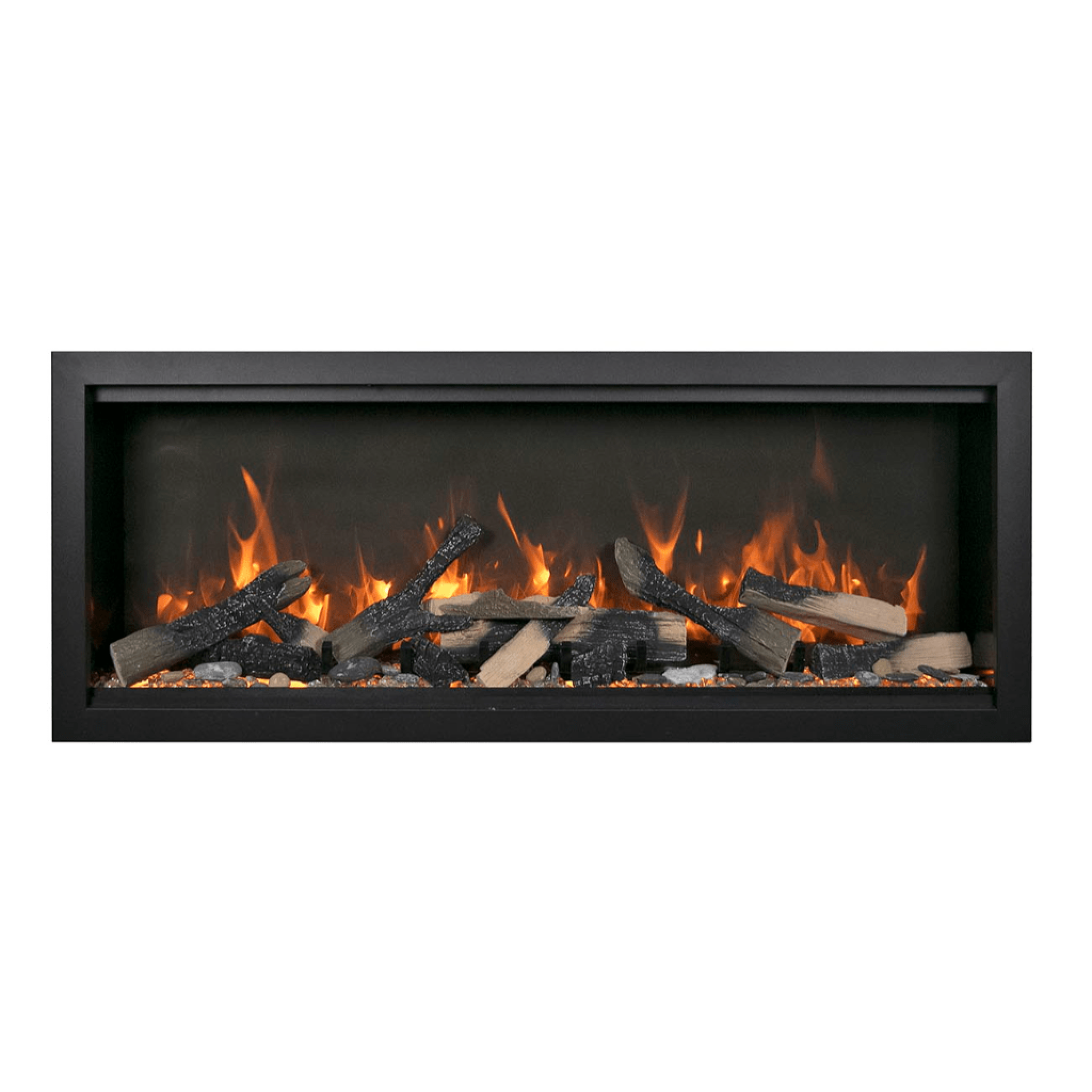 Amantii SYM-74-XT-BESPOKE Symmetry Extra Tall Bespoke 74-inch Indoor/Outdoor Electric Fireplace with Remote, Trim, Birch Log Media, and WiFi/Bluetooth Speaker